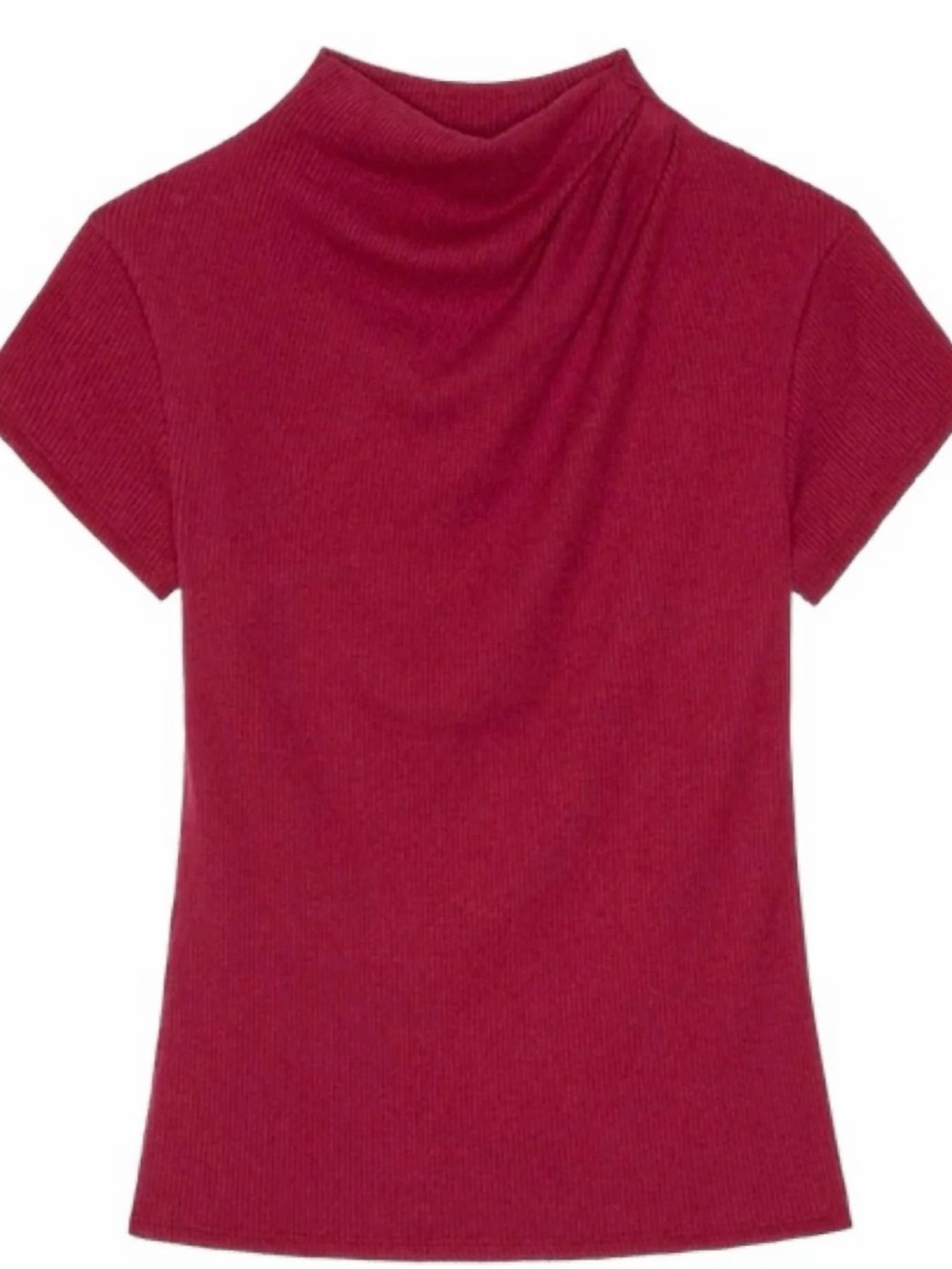 Nation LTD Short Sleeve Mock Neck Top in Raspberry